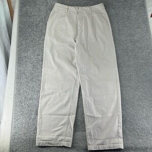 Brixton Straight Leg Plaid Pants White Tan Womens Size 27 Ankle High Rise